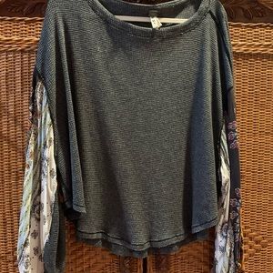 Free people thermal with patterned ballon sleeves